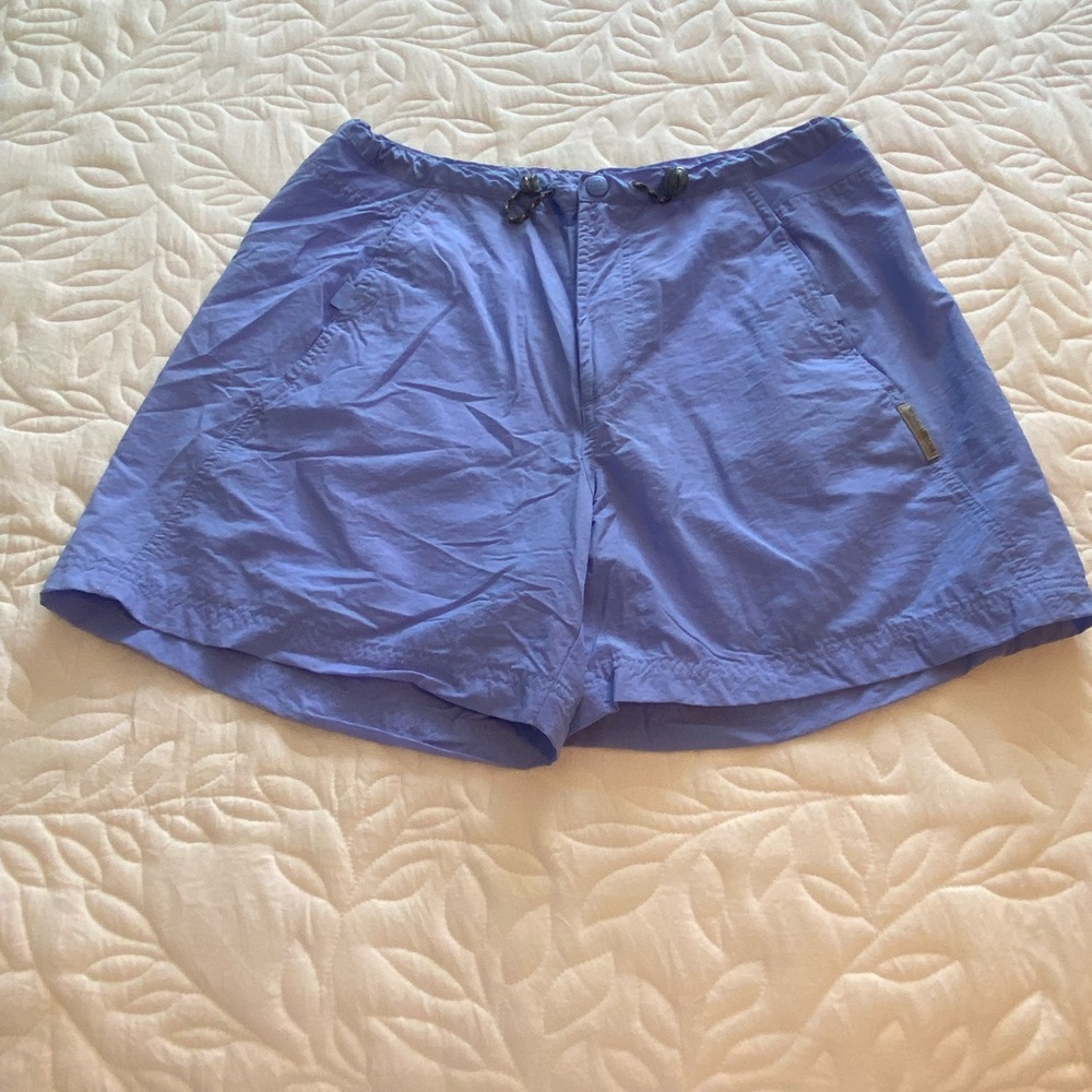 Columbia Women's Hiking Shorts M Blue Nylon Regular Fit Drawstring Belt